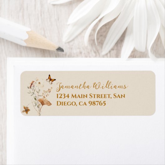 秋の恋の水彩花のブライダルシャワー ラベル (インサイチュ)