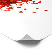 秋の恋の赤い木にハートが落ちる ポスター (角)