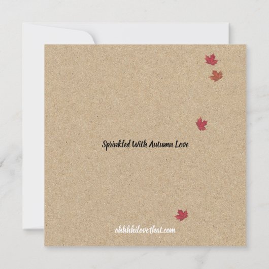 秋の恋の赤ちゃんのシャワー素朴パーティー 招待状 (裏面)