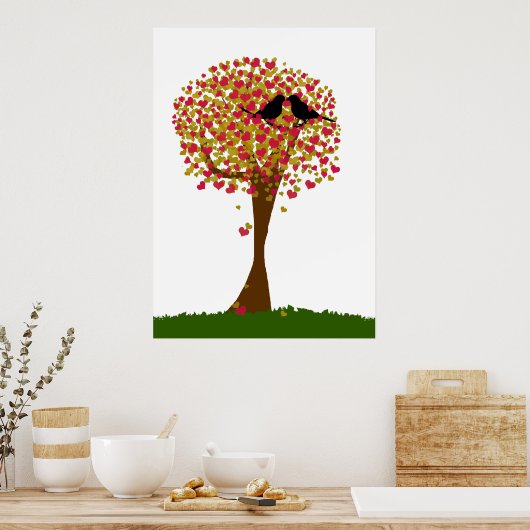 秋の恋の鳥 ポスター (キッチン)