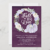 秋の恋ラベンダー パンプキン プラム ブライダルシャワー 招待状 (正面)