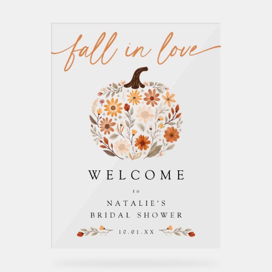 秋の恋人たちを迎えるパンプキン シャワープレート 看板 (正面)