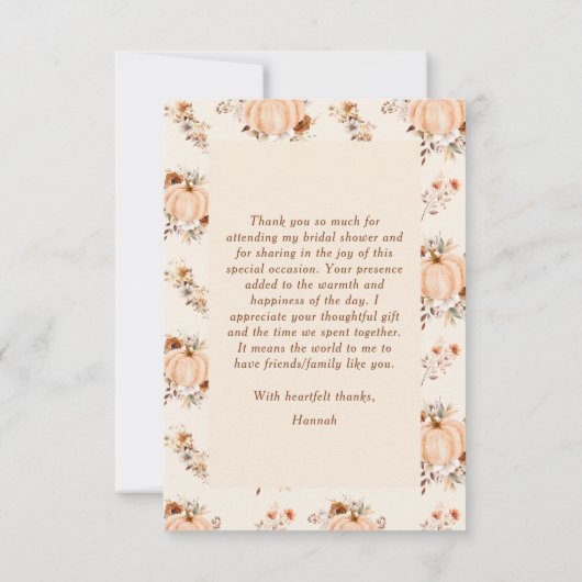 秋の恋人たち ハロウィン ブライダルシャワー サンキューカード (裏面)