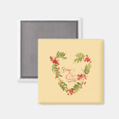 秋の恋人のための穏やかな常緑デザイン マグネット (正面/裏面)