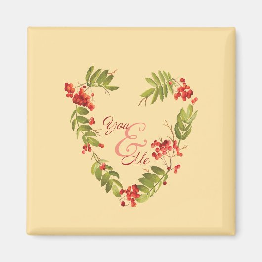 秋の恋人のための穏やかな常緑デザイン マグネット (正面)