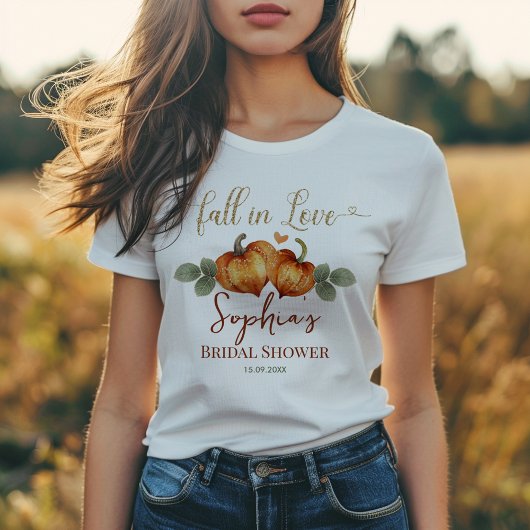 秋の恋心 ハート型パンプキン ブライダルシャワー Tシャツ
