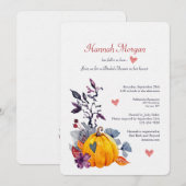 秋の恋愛 ブライダルシャワー 招待状 (正面/裏面)