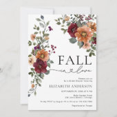 秋の恋水彩花のブライズシャワー 招待状 (正面)