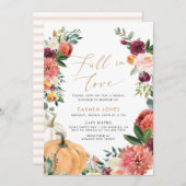 秋の恋 ブライダルシャワーの招待状、花 招待状 (正面/裏面)