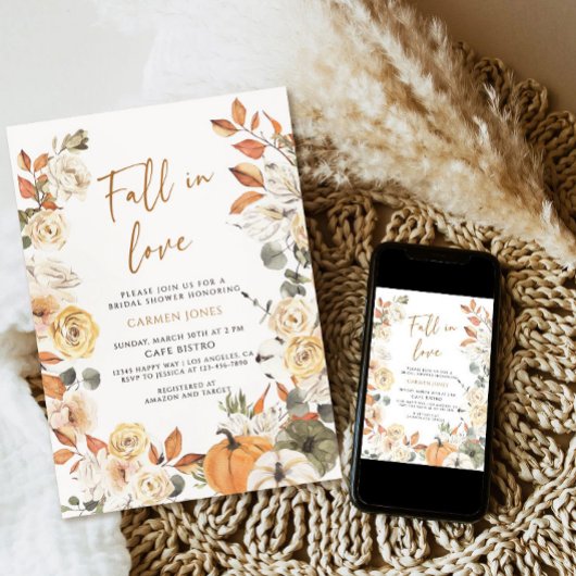 秋の恋 ブライダルシャワー招待状, かぼちゃ 招待状