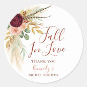 秋の恋 ボーホー パンパス グラス オータム フローラル ラウンドシール (正面)