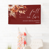 秋の恋 ラスティバーガンディ フローラル ブライダルシャワー 横断幕 (インサイチュ)