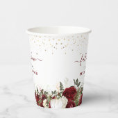 秋の恋 ワインレッドの花とパンプキンのブライダルシャワー 紙コップ (左)