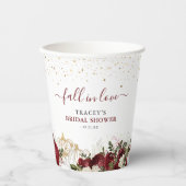 秋の恋 ワインレッドの花とパンプキンのブライダルシャワー 紙コップ (正面)