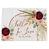 秋の恋 ワインレッド フラワー ウェディング ブライダルシャワー ラージペーパーバッグ (正面)