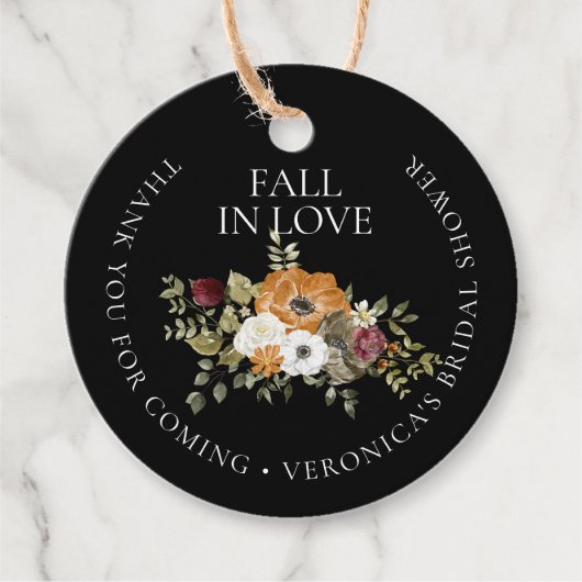 秋の恋 黒い結婚前のお祝い感謝祭 フェイバータグ (正面)