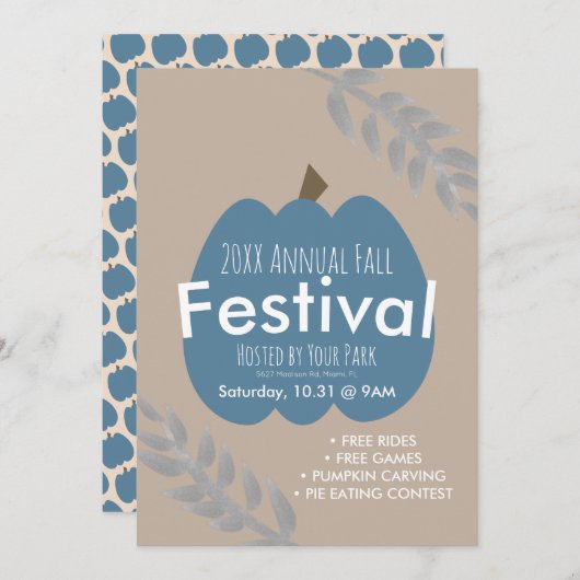 秋の恒例祭り かぼちゃの枝 招待状 (正面/裏面)