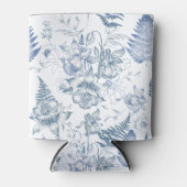 秋の息ラグジュアリーブルーフラワーシームレスパターン 缶クーラー (正面)