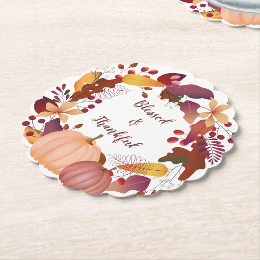 秋の恵み賛美感謝祭 ペーパーコースター (アングル)