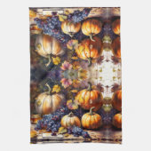秋の恵み、かぼちゃ、ぶどうはちみつ キッチンタオル (縦)