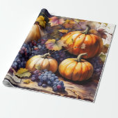 秋の恵み、かぼちゃ、ぶどうはちみつ ラッピングペーパー (アンロールド)