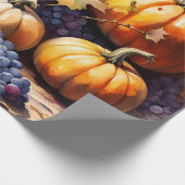 秋の恵み、かぼちゃ、ぶどうはちみつ ラッピングペーパー (角)