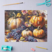 秋の恵み、かぼちゃ、ぶどうはちみつ 薄葉紙 (クラフト)