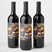 秋の恵み、カボチャのブドウ – *パーソナライズ* ワインラベル (ボトル)