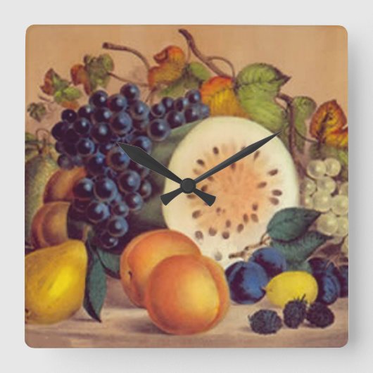 秋の恵み スクエア壁時計 (正面)