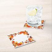 秋の恵み：リース収穫 スクエアペーパーコースター (インサイチュ)