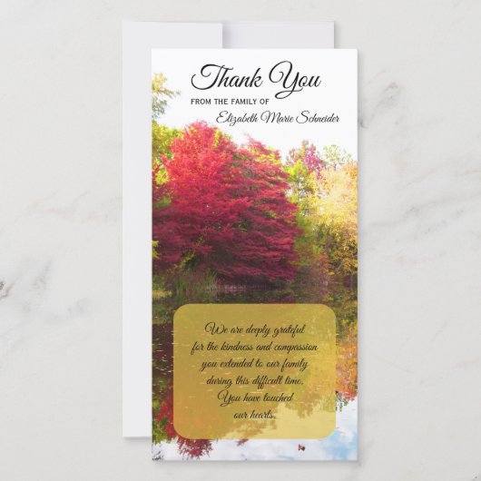 秋の悔やみや弔慰メモリアルフラットサンキュー サンキューカード (正面)