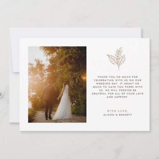 秋の愛と愛感謝してい結婚の サンキューカード (裏面)