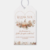 秋の愛のカボチャの野生の花のハート赤ちゃんシャワー ギフトタグ (正面)