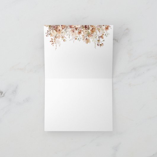 秋の愛のカボチャの野生の花のハート赤ちゃんシャワー サンキューカード (内部)