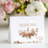 秋の愛のカボチャの野生の花のハート赤ちゃんシャワー サンキューカード