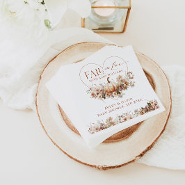 秋の愛のカボチャの野生の花のハート赤ちゃんシャワー スタンダードカクテルナプキン