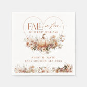 秋の愛のカボチャの野生の花のハート赤ちゃんシャワー スタンダードカクテルナプキン (正面)