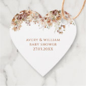 秋の愛のカボチャの野生の花のハート赤ちゃんシャワー フェイバータグ (裏面)