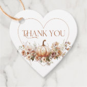 秋の愛のカボチャの野生の花のハート赤ちゃんシャワー フェイバータグ (正面)