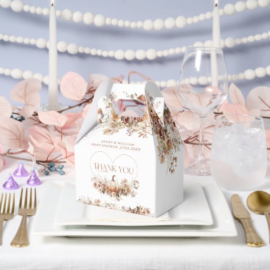 秋の愛のカボチャの野生の花のハート赤ちゃんシャワー フェイバーボックス (ウェディング)