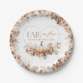 秋の愛のカボチャの野生の花のハート赤ちゃんシャワー ペーパープレート (正面)