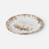 秋の愛のカボチャの野生の花のハート赤ちゃんシャワー ペーパープレート (アングル)