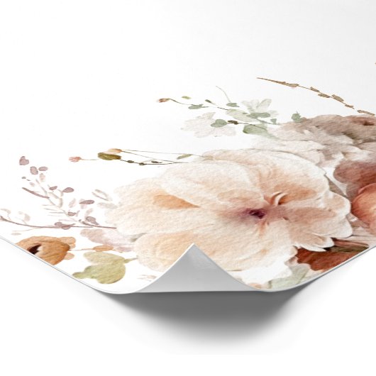 秋の愛のカボチャの野生の花のハート赤ちゃんシャワー ポスター (角)