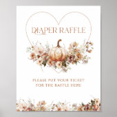 秋の愛のカボチャの野生の花のハート赤ちゃんシャワー ポスター (正面)