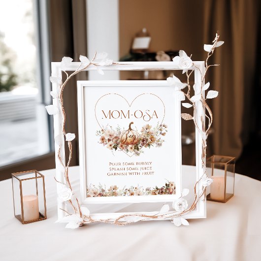 秋の愛のカボチャの野生の花のハート赤ちゃんシャワー ポスター