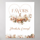 秋の愛のカボチャの野生の花のハート赤ちゃんシャワー ポスター (正面)