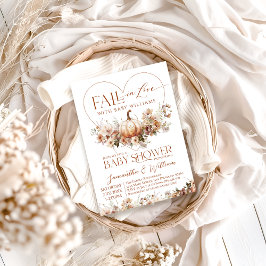 秋の愛のカボチャの野生の花のハート赤ちゃんシャワー 招待状