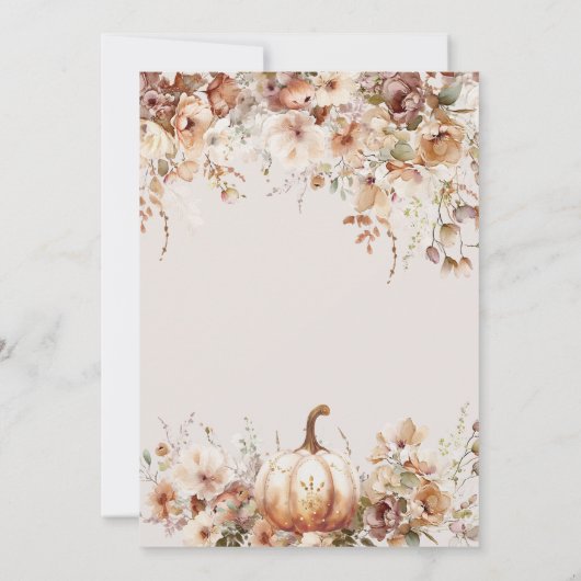 秋の愛のカボチャの野生の花のハート赤ちゃんシャワー 招待状 (裏面)