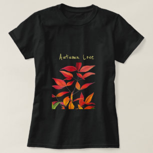 秋の愛のスローガン紅葉の水色 Tシャツ