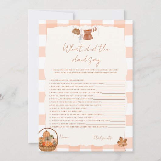 秋の愛のパパは何と言った赤ちゃんシャワー 招待状 (正面)